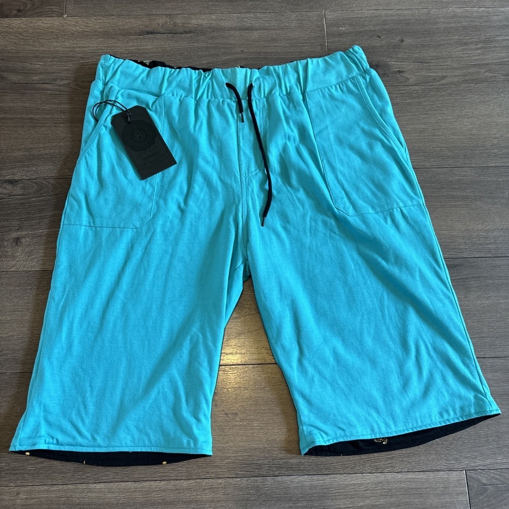 Eight 732 Pullon Shorts Men's‎ XL Teal Baggy Hip Hop Streetwear REVERSIBLE